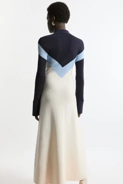 KarenMillen Robe Maxi en maille côtelée à col polo en mélange de viscose<Femme Pulls Et Gilets|Toutes Les Mailles