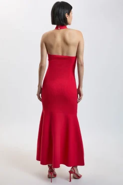 KarenMillen Robe Maxi En Maille Côtelée À Encolure Croisée Élégante Petite<Femme Toutes Les Robes|Robes