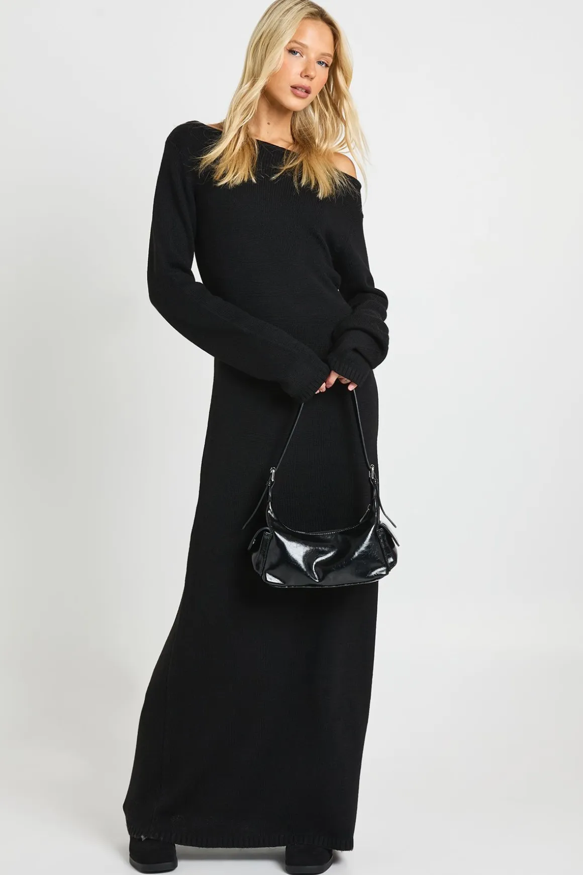 Robe Maxi En Maille À Encolure Bateau