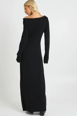 Robe Maxi En Maille À Encolure Bateau