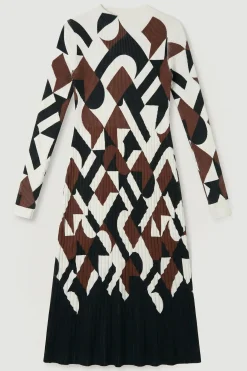 Robe Maxi en Maille Jacquard Géométrique