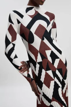 Robe Maxi en Maille Jacquard Géométrique