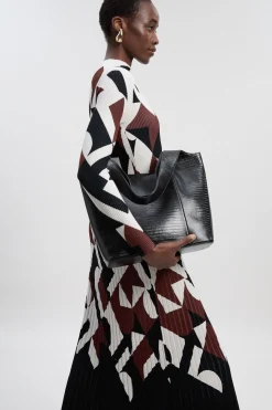 Robe Maxi en Maille Jacquard Géométrique