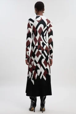 Robe Maxi en Maille Jacquard Géométrique