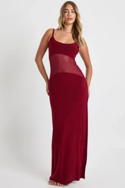 boohoo Robe maxi en maille transparente à taille basse<Femme Robes Moulantes|Robes