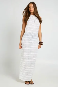 boohoo Robe Maxi En Maille Transparente À Col Licou<Femme Robes|Robes Dos Nu