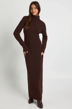 Robe Maxi En Maille Ultra Douce À Col Roulé