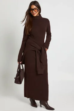 Robe Maxi En Maille Ultra Douce À Col Roulé