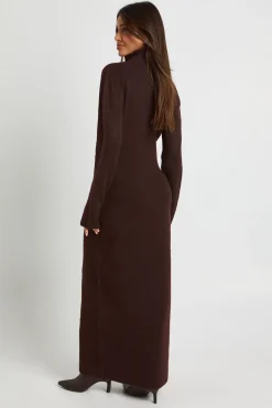 Robe Maxi En Maille Ultra Douce À Col Roulé