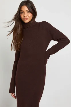 Robe Maxi En Maille Ultra Douce À Col Roulé