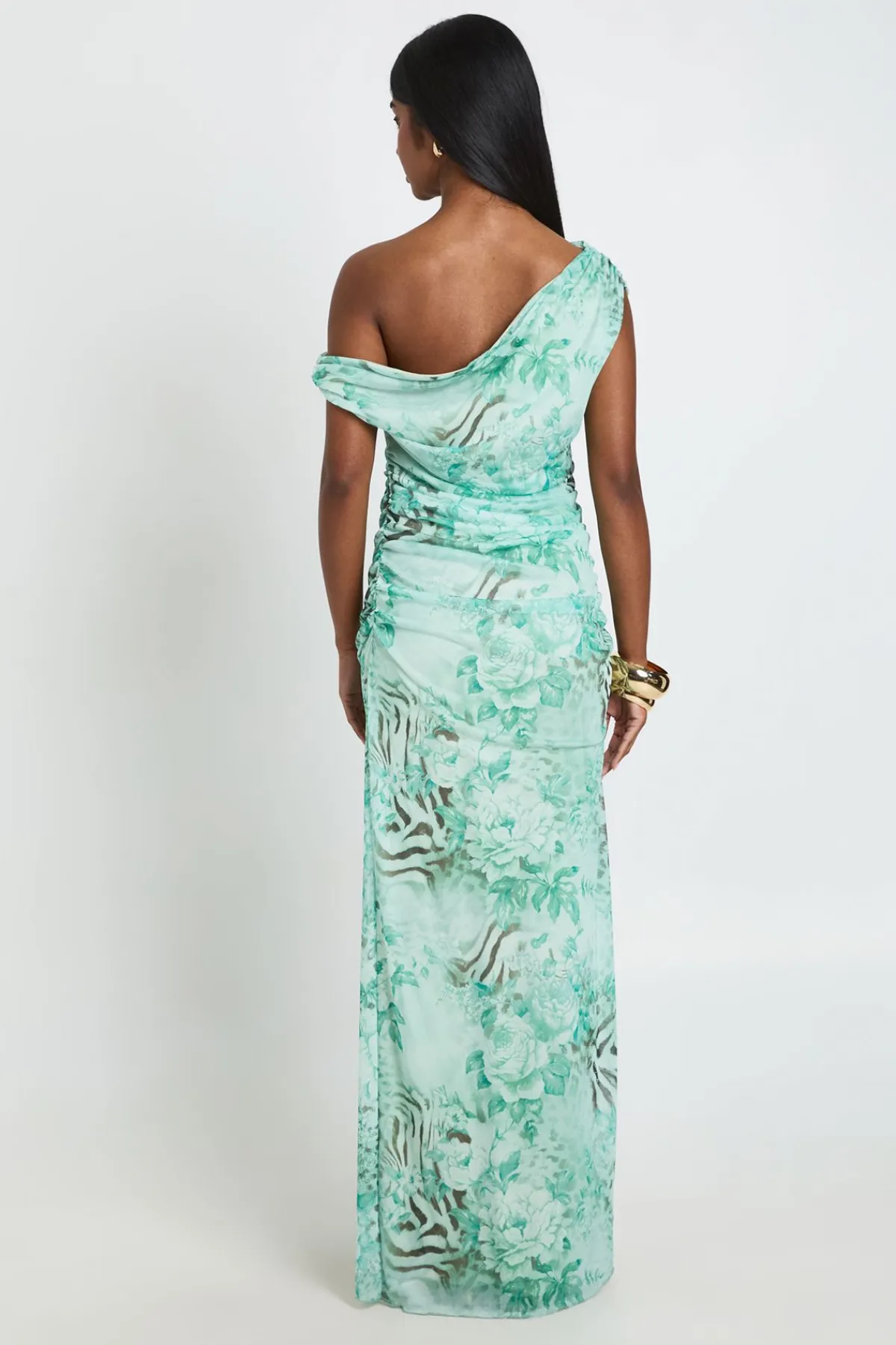 boohoo Robe Maxi En Mesh À Épaules Dénudées Et Imprimé Animalier Mixte<Femme Robes Moulantes|Robes