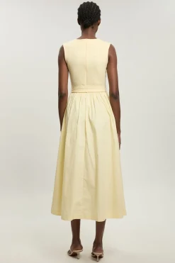 Robe maxi en mélange de coton jersey à encolure dégagée