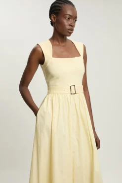 Robe maxi en mélange de coton jersey à encolure dégagée