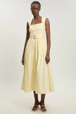 Robe maxi en mélange de coton jersey à encolure dégagée