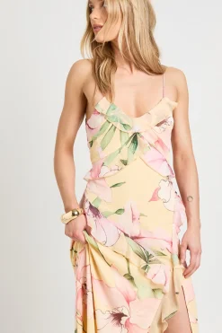 Robe Maxi En Mousseline Crêpée À Volants Et Imprimé Fleuri Petite