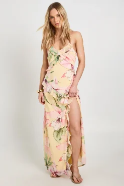 Robe Maxi En Mousseline Crêpée À Volants Et Imprimé Fleuri Petite