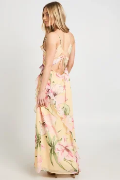 Robe Maxi En Mousseline Crêpée À Volants Et Imprimé Fleuri Petite