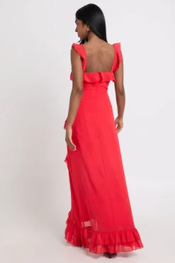 Robe Maxi En Mousseline À Détails De Volants Superposés