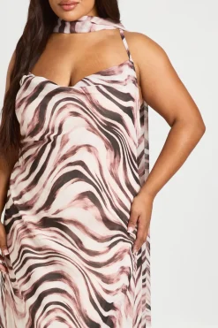 Robe Maxi En Mousseline À Encolure Drapée Grande Taille