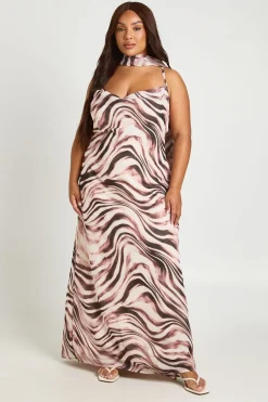 Robe Maxi En Mousseline À Encolure Drapée Grande Taille