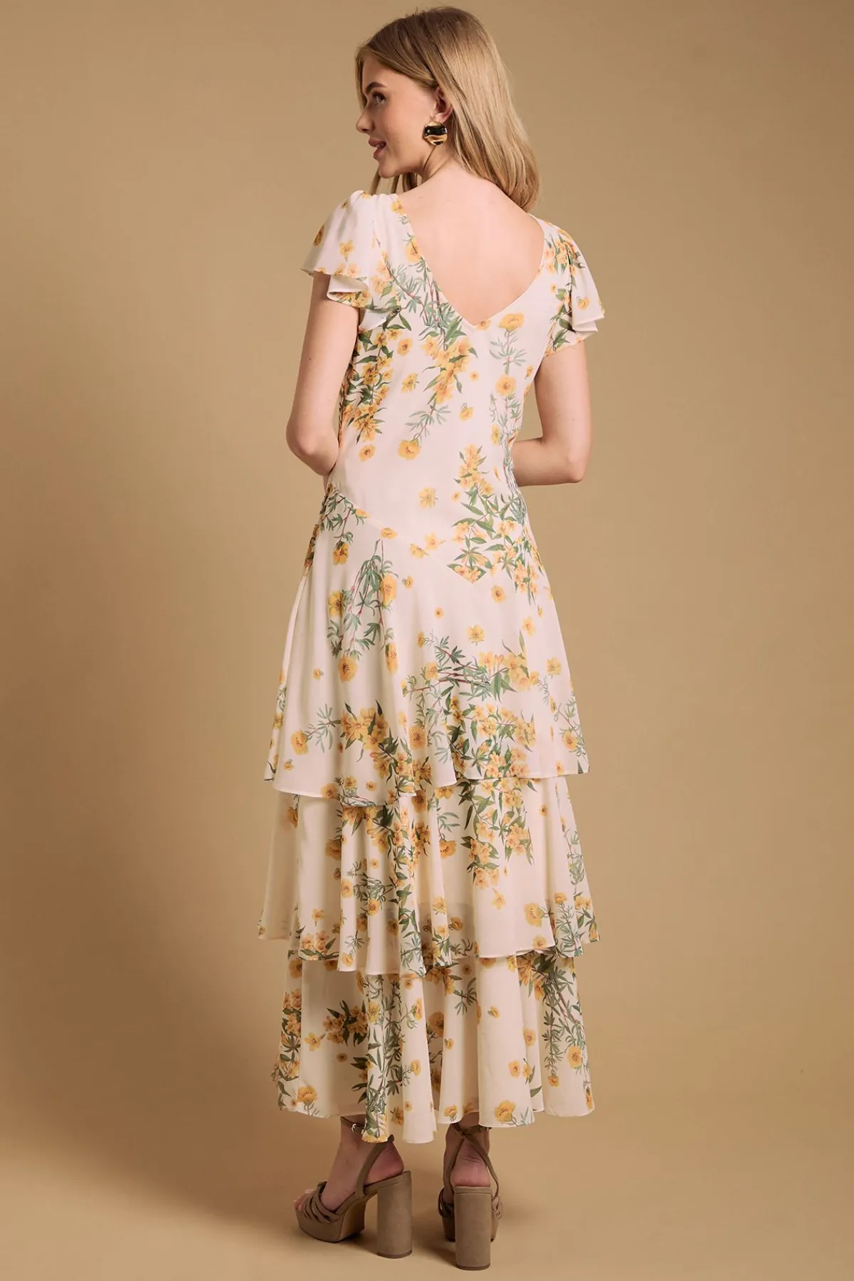 Oasis Robe Maxi en Mousseline à Imprimé Floral avec Volants Étagés<Femme Robes Bal De Promo|Robes