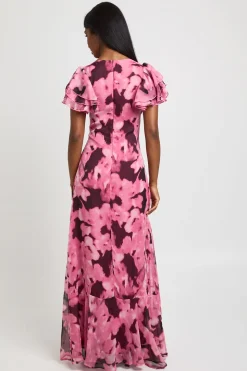 Robe Maxi En Mousseline À Imprimé Floral Tonal Texturé