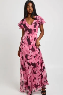 Robe Maxi En Mousseline À Imprimé Floral Tonal Texturé