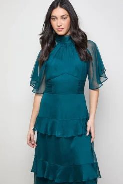 Oasis Robe Maxi en Mousseline à Manches Papillon et Volants<Femme Toutes Les Robes|Robes Longues