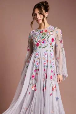 Robe Maxi en Mousseline Ornée