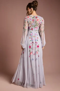 Robe Maxi en Mousseline Ornée