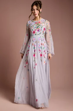 Robe Maxi en Mousseline Ornée