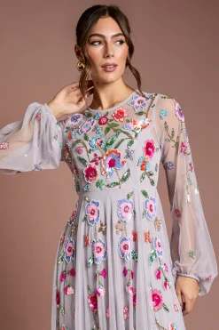 Robe Maxi en Mousseline Ornée