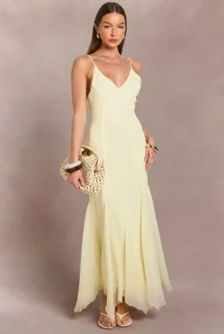 boohoo Robe Maxi En Mousseline À Ourlet Godets Ton Sur Ton<Femme Robes Bal De Promo|Robes