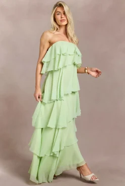 Robe Maxi En Mousseline À Volants Superposés