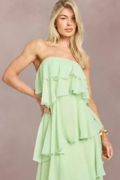 Robe Maxi En Mousseline À Volants Superposés