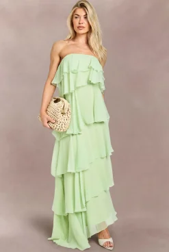 Robe Maxi En Mousseline À Volants Superposés