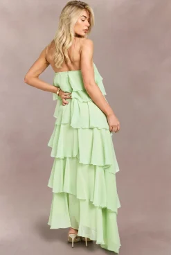 Robe Maxi En Mousseline À Volants Superposés