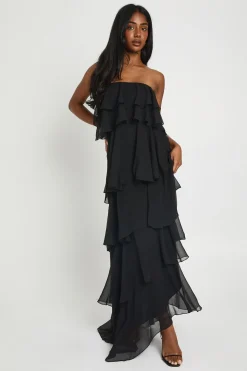 Robe Maxi En Mousseline À Volants Superposés