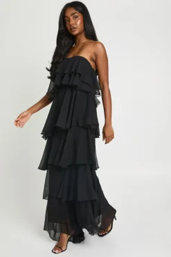 Robe Maxi En Mousseline À Volants Superposés