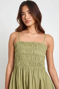 Robe Maxi En Popeline De Coton À Corsage Froncé