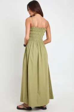 Robe Maxi En Popeline De Coton À Corsage Froncé