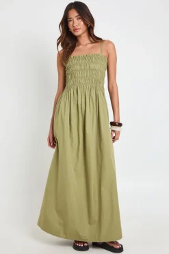 Robe Maxi En Popeline De Coton À Corsage Froncé
