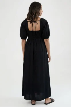 boohoo Robe Maxi En Popeline De Coton À Manches Bouffantes De Maternité<Femme Toutes Les Robes|Robes Longues