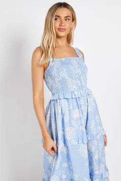 Robe Maxi En Popeline Imprimée À Volants Et Étages Floraux