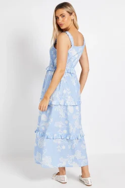 Robe Maxi En Popeline Imprimée À Volants Et Étages Floraux