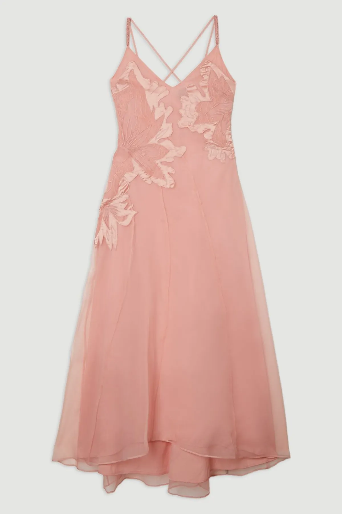 KarenMillen Robe maxi en satin avec appliqué tissé<Femme Satin Et Dentelle|Robes