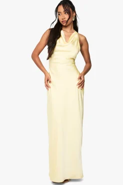 boohoo Robe Maxi en Satin avec Dos Drapé<Femme Robes Demoiselles D'Honneur|Satin Et Dentelle