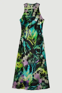KarenMillen Robe Maxi en Satin de Viscose Papillon<Femme Satin Et Dentelle|Robes