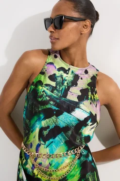 KarenMillen Robe Maxi en Satin de Viscose Papillon<Femme Satin Et Dentelle|Robes