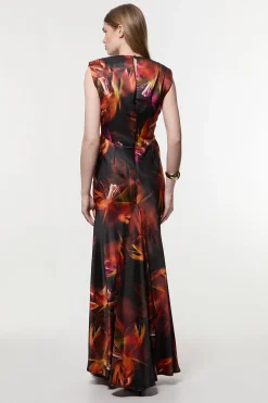KarenMillen Robe maxi en satin tissé à épaules affirmées<Femme Satin Et Dentelle|Robes
